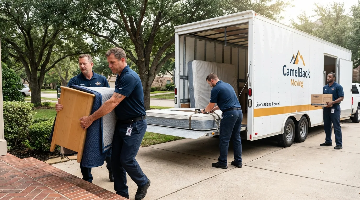 Crew loading residential truck for cross-state move from Norridgewock, ME